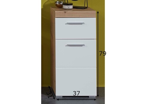 Vannitoakapp AMANDA valge kõrgläige / tamm, 37x31xH79 cm