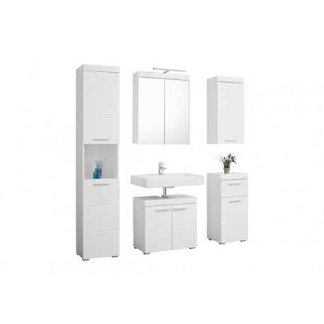 Vannitoamööbli komplekt AMANDA valge kõrgläige / valge LED