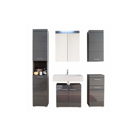Vannitoamööbli komplekt AMANDA hall kõrgläige / hall LED