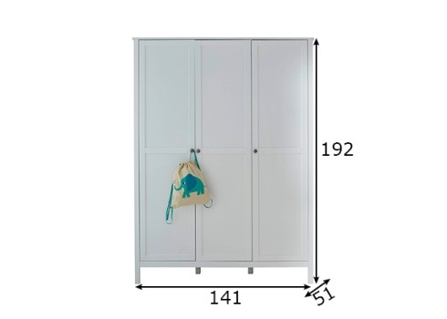 Riidekapp OLE valge, 141x51xH192 cm