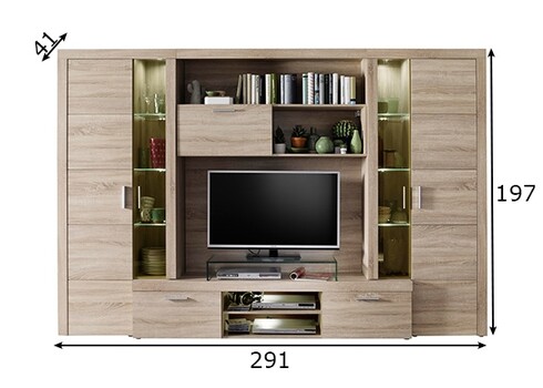 Elutoamööbli komplekt MONDEO tamm, 291x41xH197 cm LED