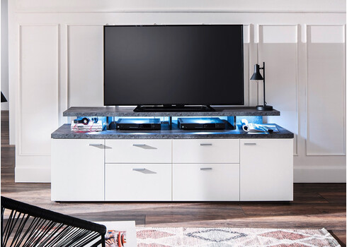 TV-alus MOOD valge, 180x44xH65 cm LED