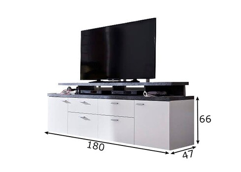 TV-alus MOOD valge, 180x44xH65 cm LED