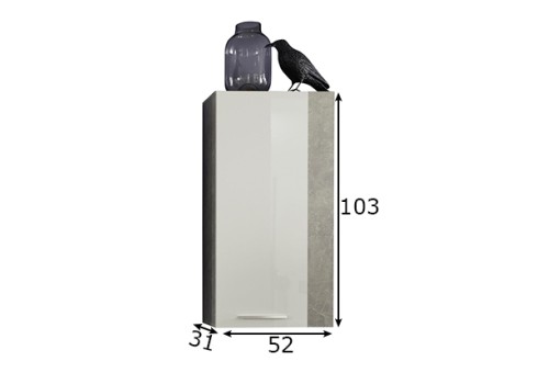 Seinakapp ROCK valge läige / hall, 52x31xH103 cm