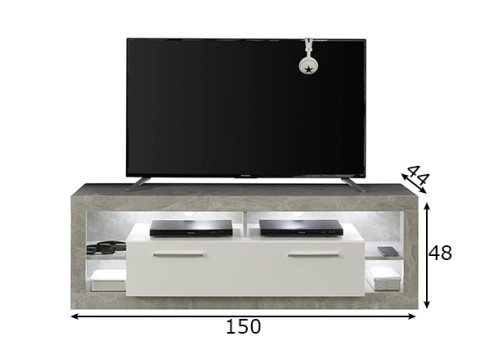 Tv-alus ROCK valge läige / hall, 150x44xH48 cm