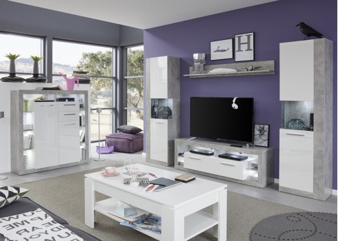 Tv-alus ROCK valge läige / hall, 150x44xH48 cm