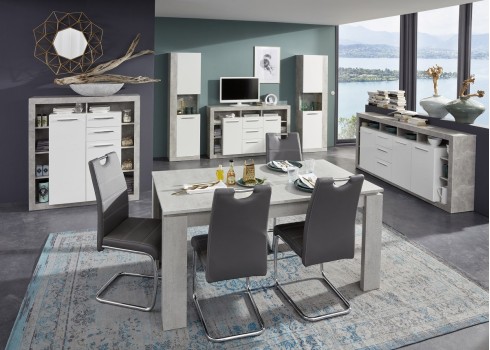 Kapp ROCK valge läige / hall, 121x40xH128 cm