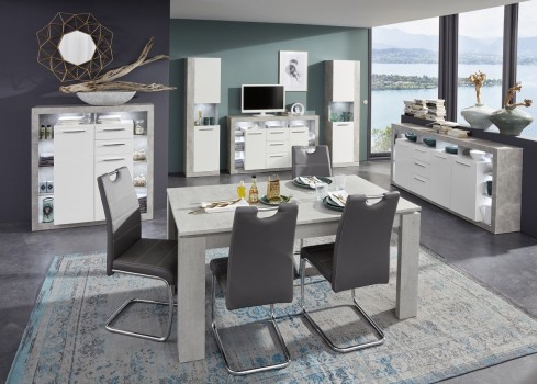 Kapp ROCK valge läige / hall, 121x40xH128 cm