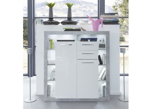 Kapp ROCK valge läige / hall, 121x40xH128 cm