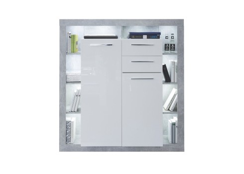 Kapp ROCK valge läige / hall, 121x40xH128 cm