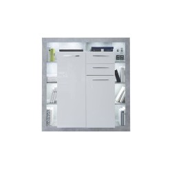 Kapp ROCK valge läige / hall, 121x40xH128 cm