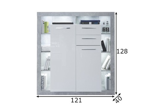 Kapp ROCK valge läige / hall, 121x40xH128 cm