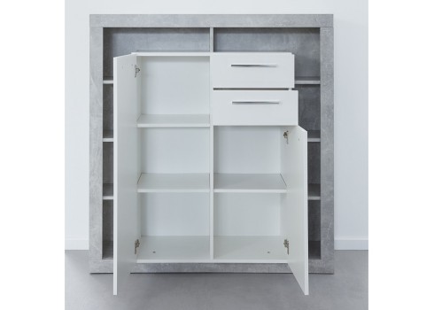 Kapp ROCK valge läige / hall, 121x40xH128 cm