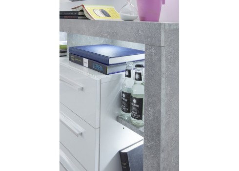 Kapp ROCK valge läige / hall, 121x40xH128 cm