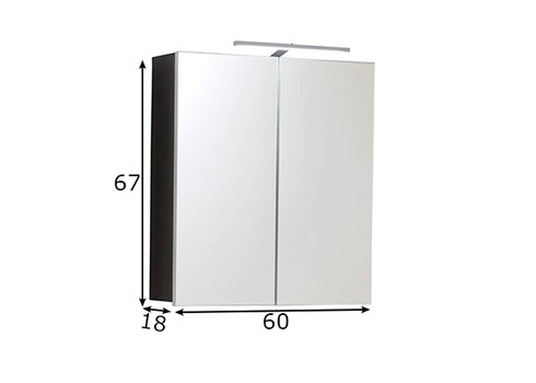 Peegelkapp LINE hall / valge, 60x18xH67 cm LED