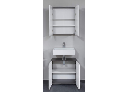 Vannitoamööbli komplekt LINE hall / valge läige LED