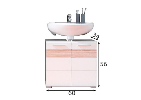 Valamukapp MEZZO valge / hele tamm, 60x34xH56 cm