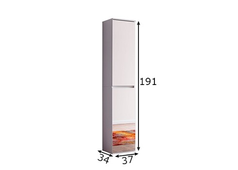 Esikukapp MIRROR valge, 37x34xH191 cm