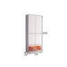 Esikukapp MIRROR valge, 74x34xH191 cm