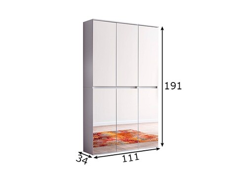 Esikukapp MIRROR valge, 111x34xH191 cm