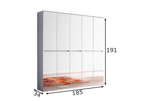 Esikukapp MIRROR valge, 185x34xH191 cm