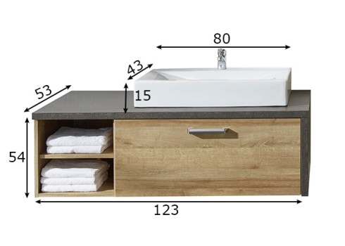 Valamukapp Bay + valamu tamm / hall, 123x53xH39 cm