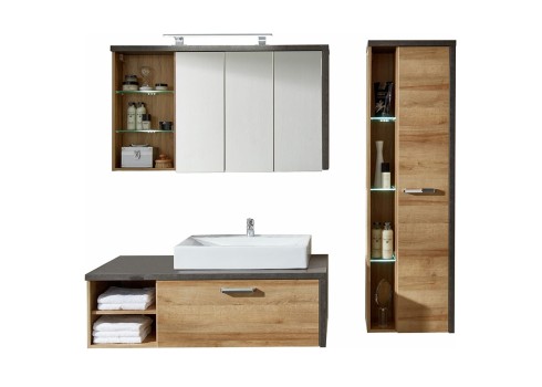 Vannitoamööbli komplekt Bay + valamu tamm / hall