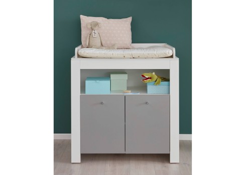 Kummut mähkimisalusega WILSON valge / hall, 96x69xH101 cm