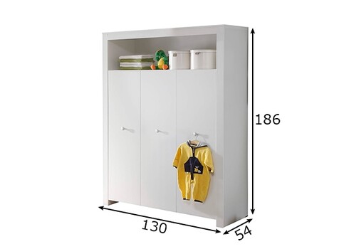 Riidekapp OLIVIA valge, 130x54xH186 cm