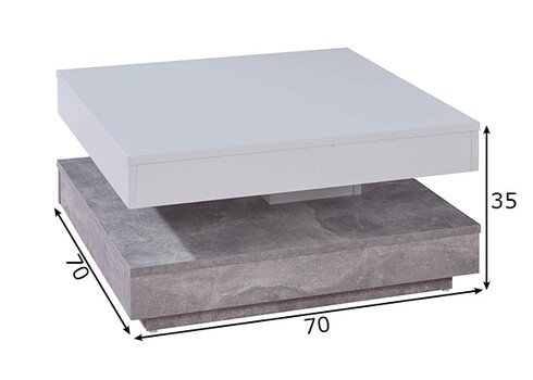 Diivanilaud TRENDTEAM valge / hall, 70x70xH35 cm