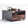Diivanilaud ratastel TRENDTEAM valge / tamm, 70x70xH40 cm