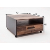Diivanilaud ratastel TRENDTEAM valge / tamm, 70x70xH40 cm