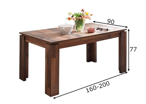Pikendatav söögilaud TRENDTEAM kulunud puit, 160-200x90xH77 cm