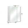 Peegelkapp PIOLO valge, 60x20xH70 cm, LED