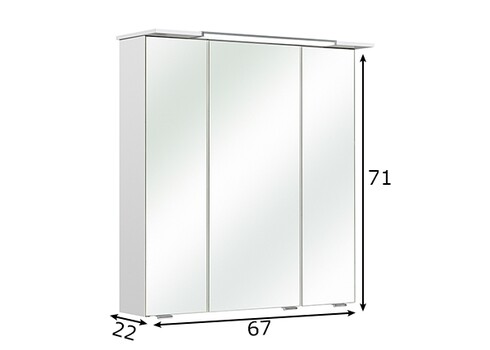 Peegelkapp SEO valge läige, 67x22xH71 cm, LED