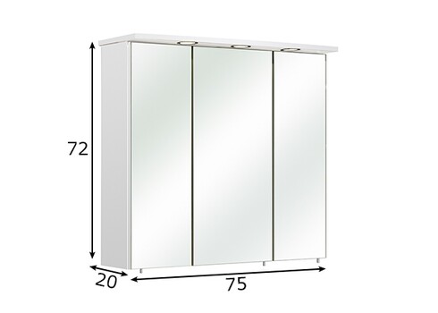 Peegelkapp CARINA valge läige, 75x20xH72 cm, LED