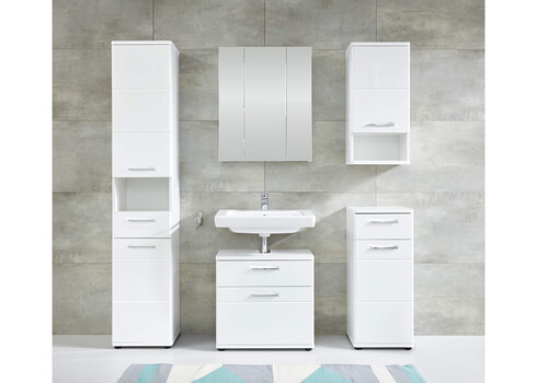 Vannitoamööbli komplekt MONTE valge läige, 164x38xH189 cm