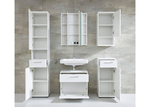 Vannitoamööbli komplekt MONTE valge läige, 164x38xH189 cm