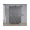 Riidekapp MATS hall, 130x60xH190 cm