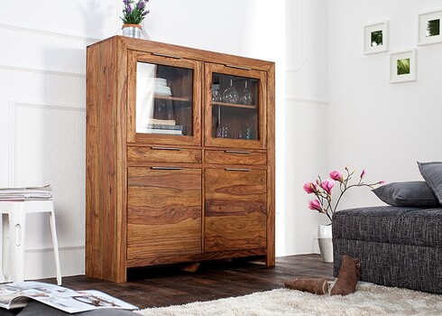 Vitriinkapp LAGOS sheesham, 120x35xH140 cm