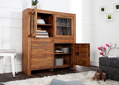 Vitriinkapp LAGOS sheesham, 120x35xH140 cm