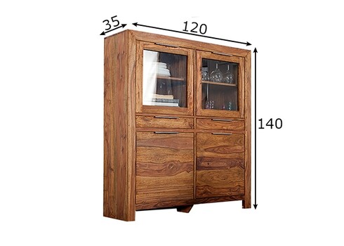 Vitriinkapp LAGOS sheesham, 120x35xH140 cm