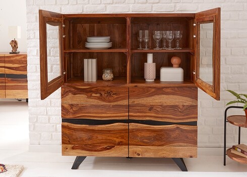 Vitriinkapp AMAZON sheesham, 118x38xH140 cm