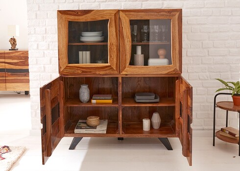 Vitriinkapp AMAZON sheesham, 118x38xH140 cm