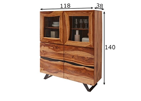 Vitriinkapp AMAZON sheesham, 118x38xH140 cm