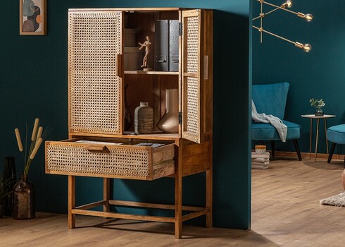 Kummut BAMBOO LOUNGE mango / beež, 80x45xH140 cm