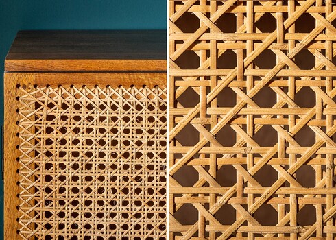 Kummut BAMBOO LOUNGE mango / beež, 80x45xH140 cm