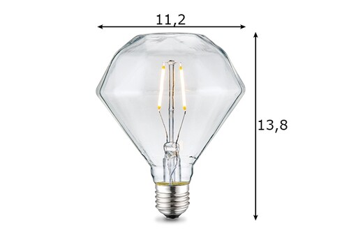 LED lamp DIAMOND klaar, D11,2xH13,4 cm, 2W, E27, 2500K