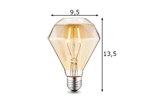 LED lamp DIAMOND merevaik, D11,2xH13,4 cm, 2W, E27, 2700K