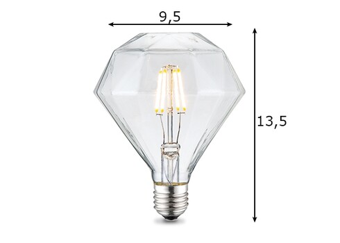 LED lamp DIAMOND klaar, D11,2xH13,4 cm, 4W, E27, 3000K